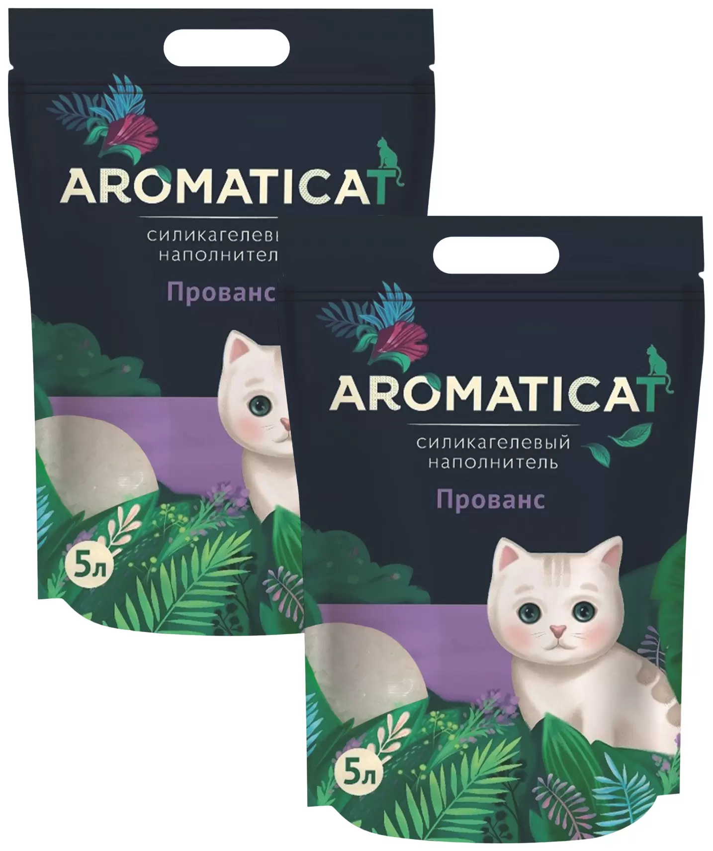 Наполнитель для туалета кошек Aromaticat Прованс силикагелевый, 2 шт по 5 л