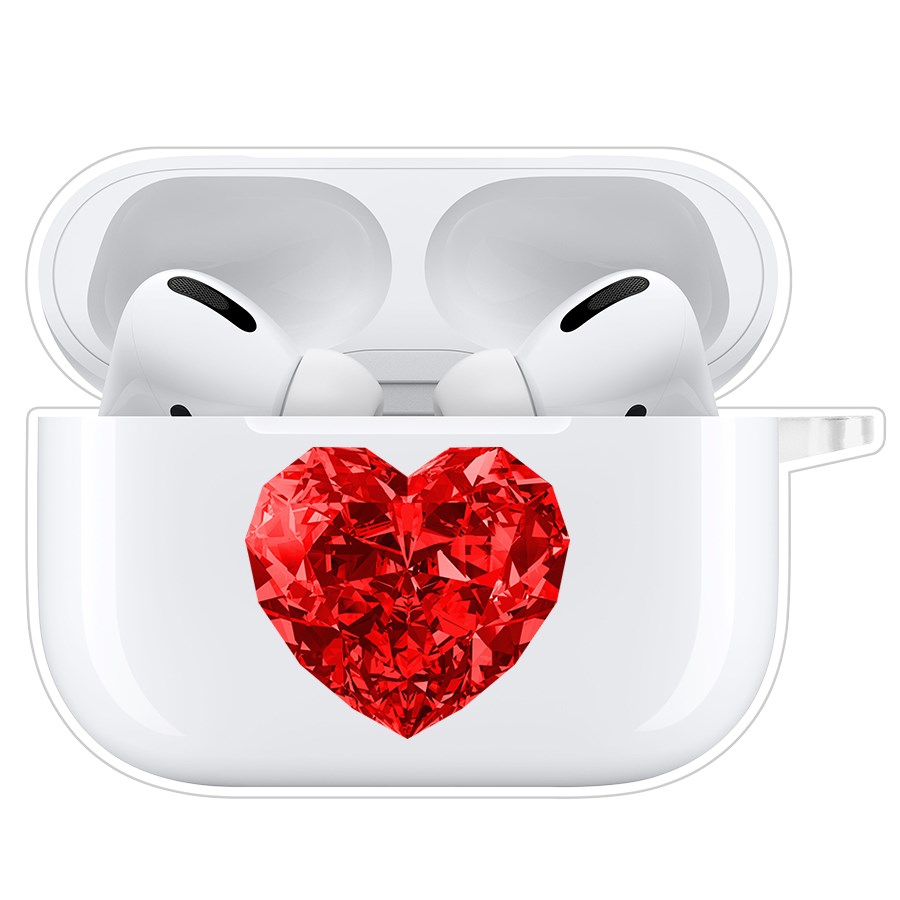 

Чехол Krutoff Clear Case для AirPods Pro 2 Рубиновое сердце, Прозрачный