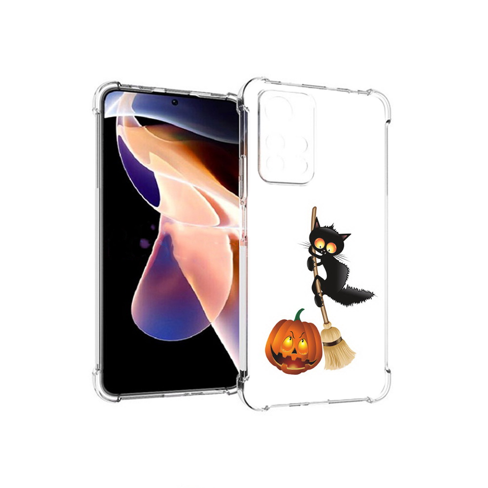 

Чехол MyPads Tocco для Xiaomi Redmi Note 11 Pro хэлуинский котик (PT224811.282.667), Прозрачный, Tocco