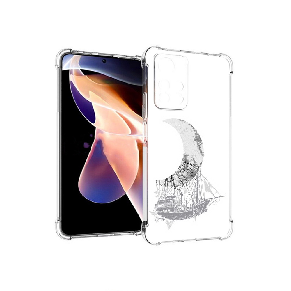 

Чехол MyPads Tocco для Xiaomi Redmi Note 11 Pro черно белый корабль полумесяц, Прозрачный, Tocco