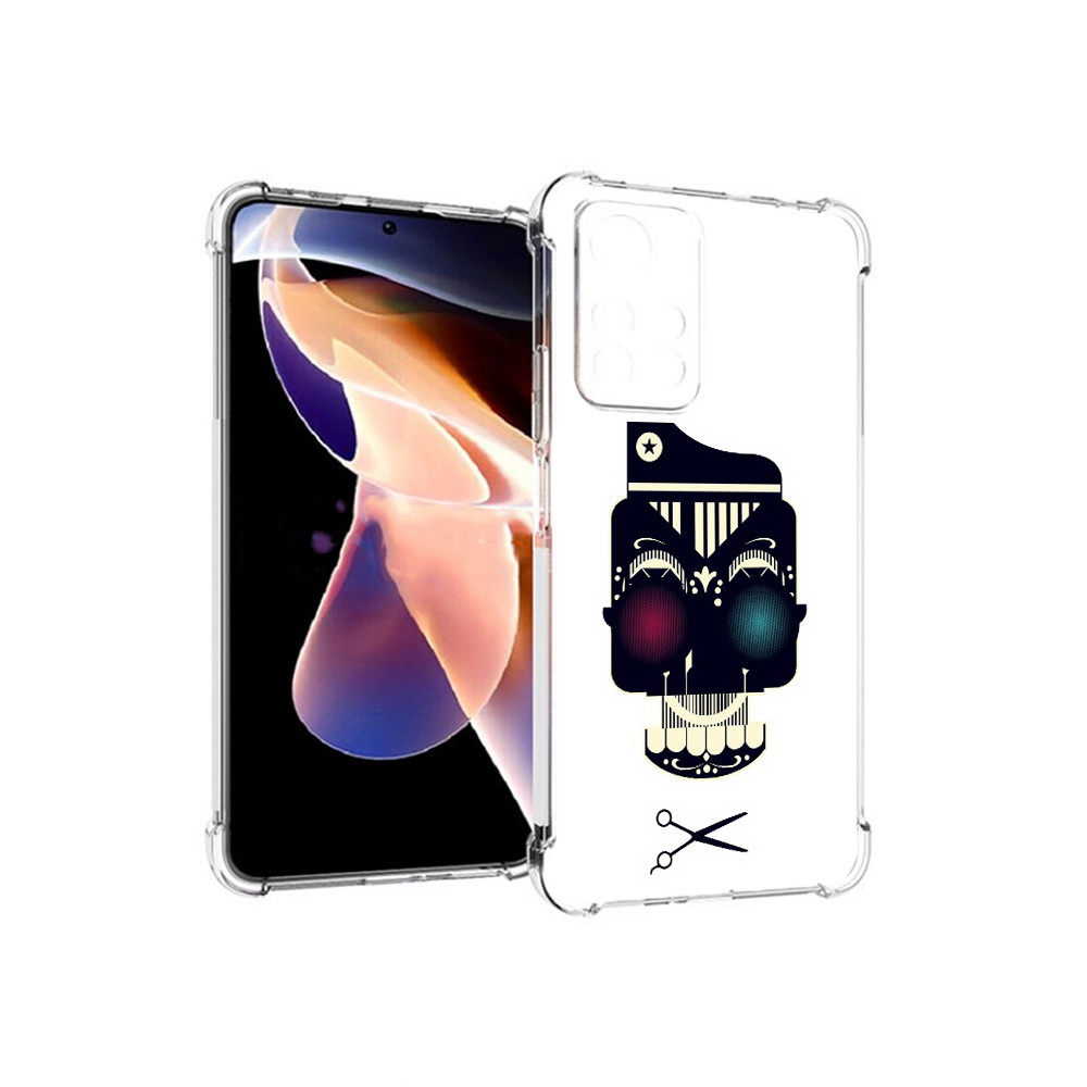 

Чехол MyPads Tocco для Xiaomi Redmi Note 11 Pro черно белый скелет с яркими глазами, Прозрачный, Tocco