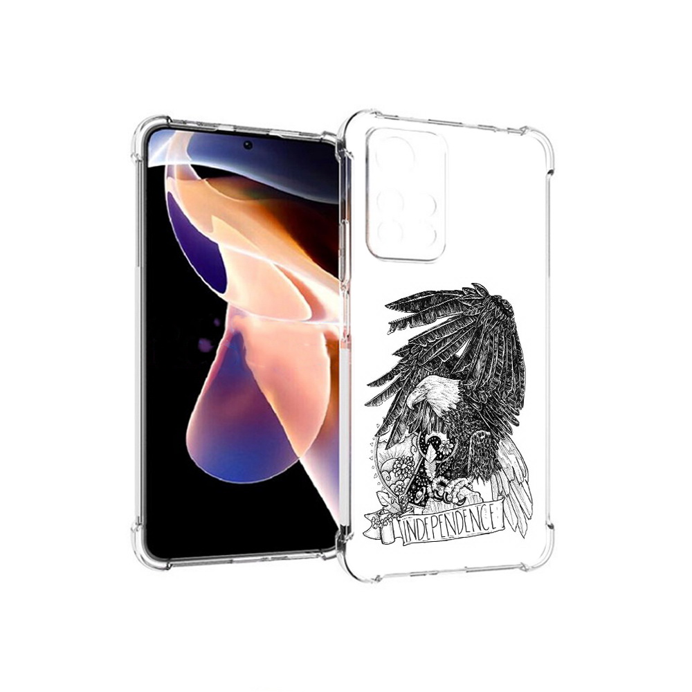 

Чехол MyPads Tocco для Xiaomi Redmi Note 11 Pro черно белый сокол (PT224811.282.688), Прозрачный, Tocco