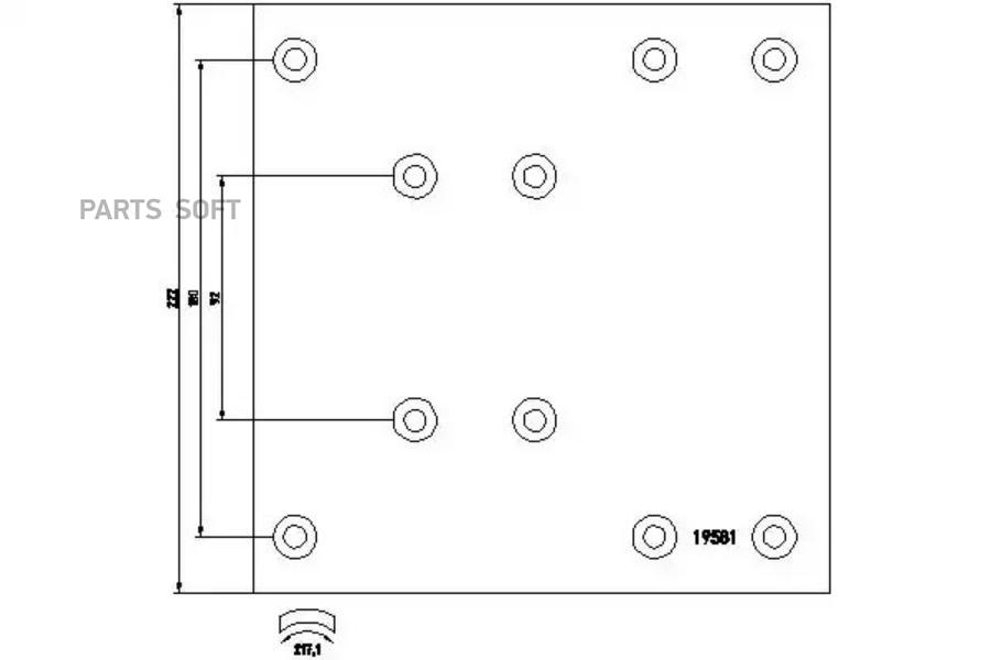 

Колодки MERCEDES NEOPLAN (410x223) стандарт 72 отв. 8x20 / 93060 TEXTAR Накладка тормозной
