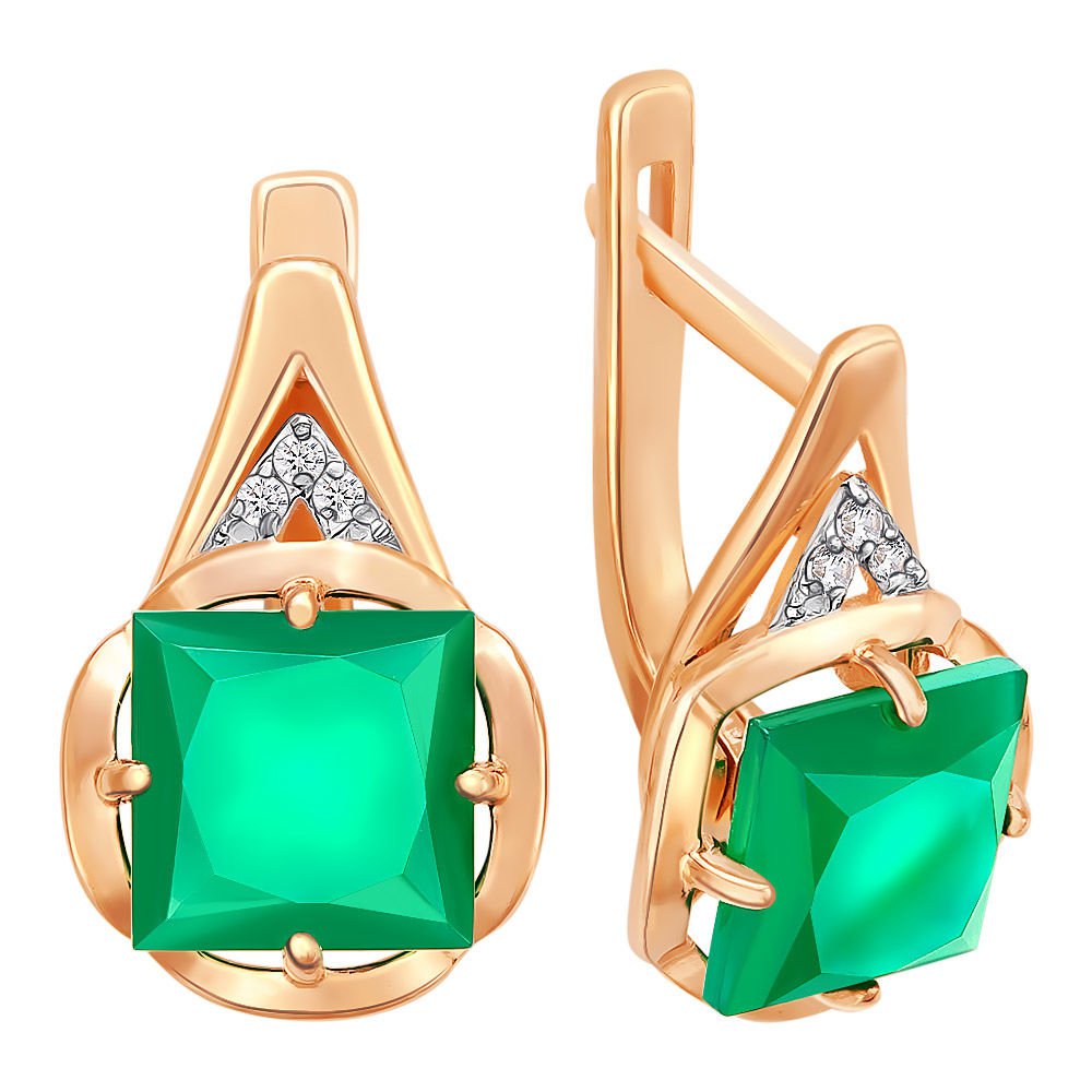 

Серьги из красного золота 585Gold 202005710, агат/фианит, 202005710