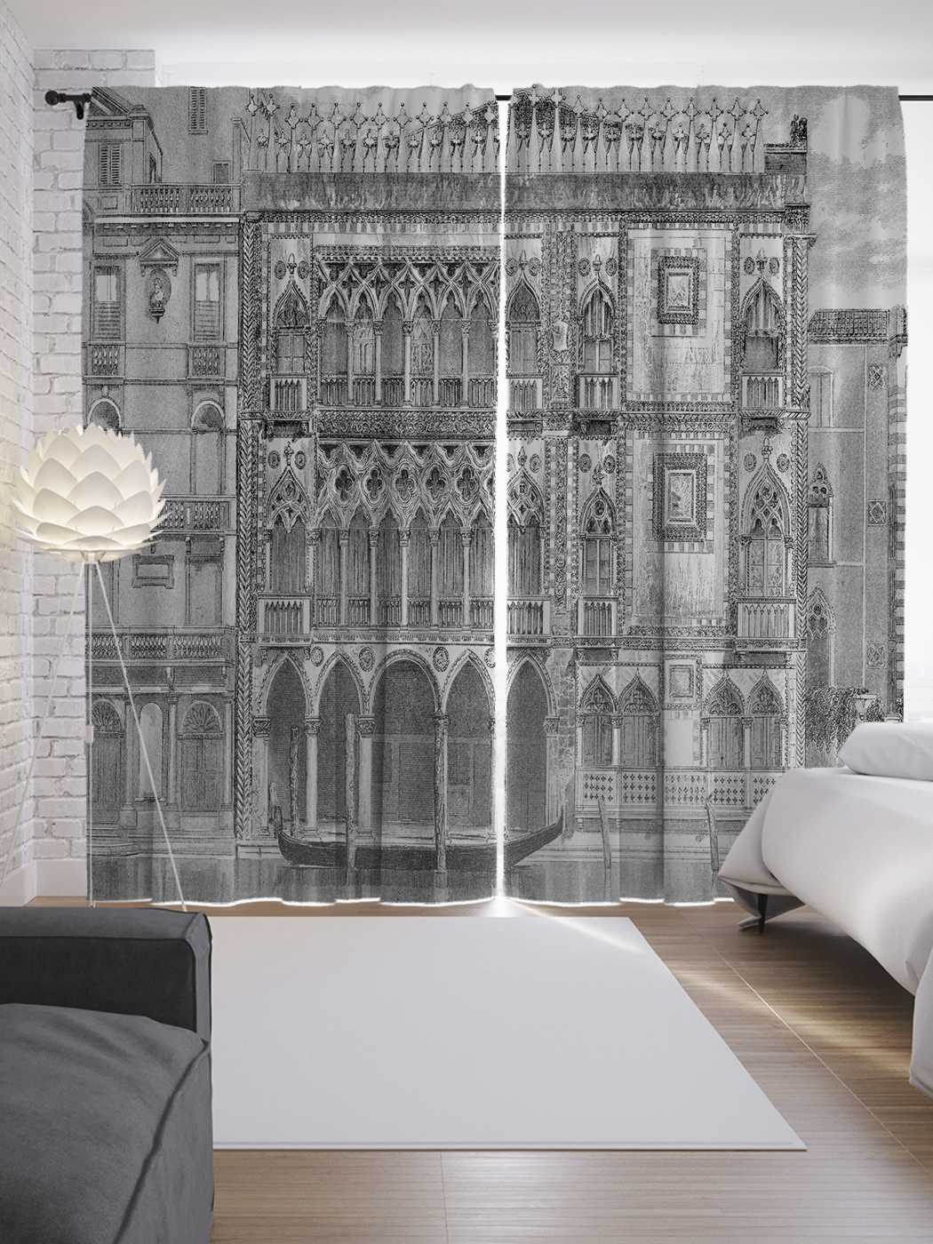 фото Шторы joyarty с фотопечатью "графическая панорама" из сатена, 290х265 см