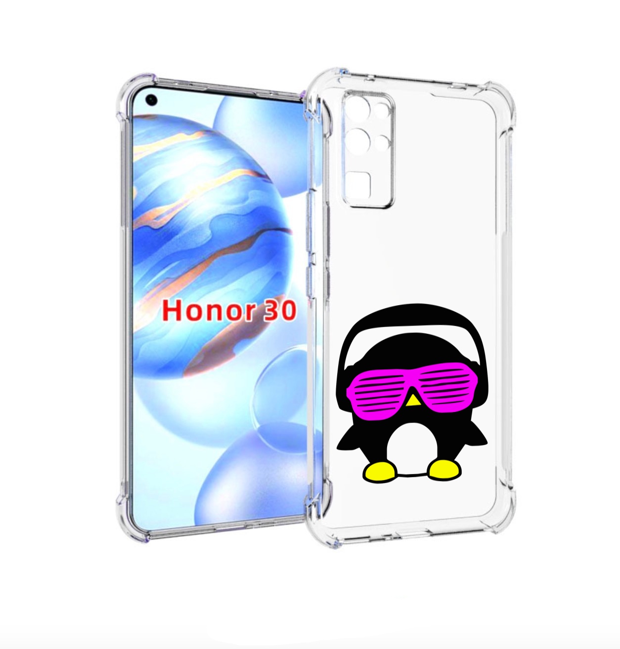 Чехол бампер MyPads пингвин для Honor 30 (BMH-AN10) противоударный