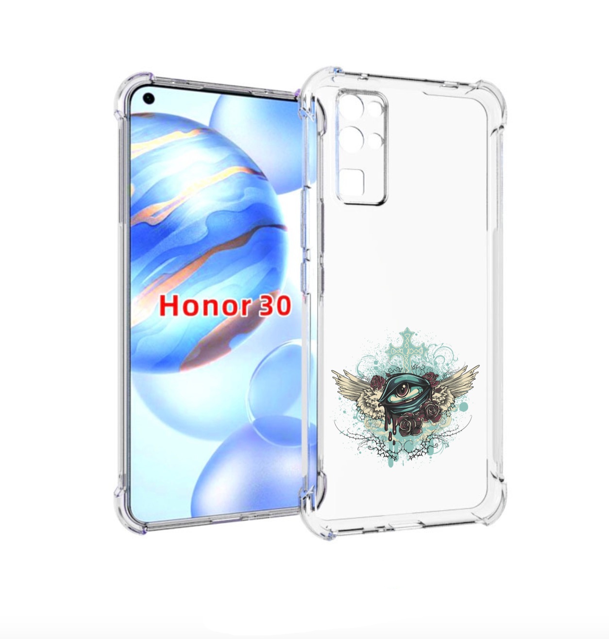 

Чехол бампер MyPads плачущий глаз с крыльями для Honor 30 (BMH-A, Прозрачный, Tocco