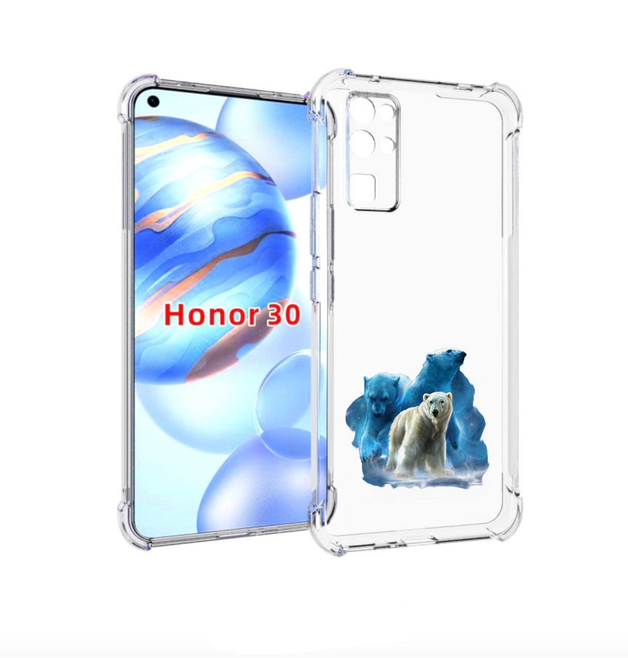 

Чехол бампер MyPads полярный медведь для Honor 30 (BMH-AN10) про, Прозрачный, Tocco
