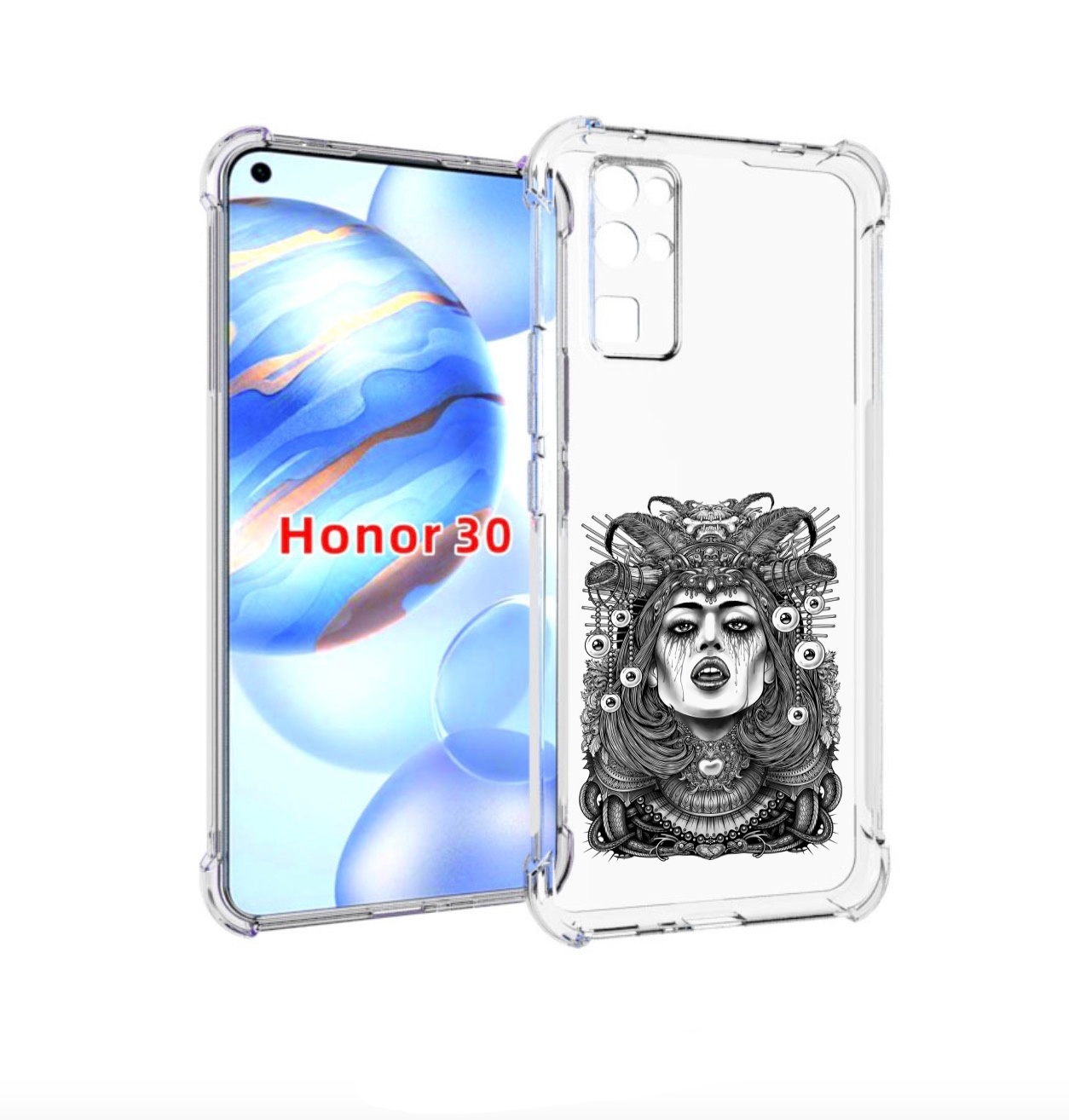 

Чехол бампер MyPads портрет девушки черно белый для Honor 30 (BM, Прозрачный, Tocco