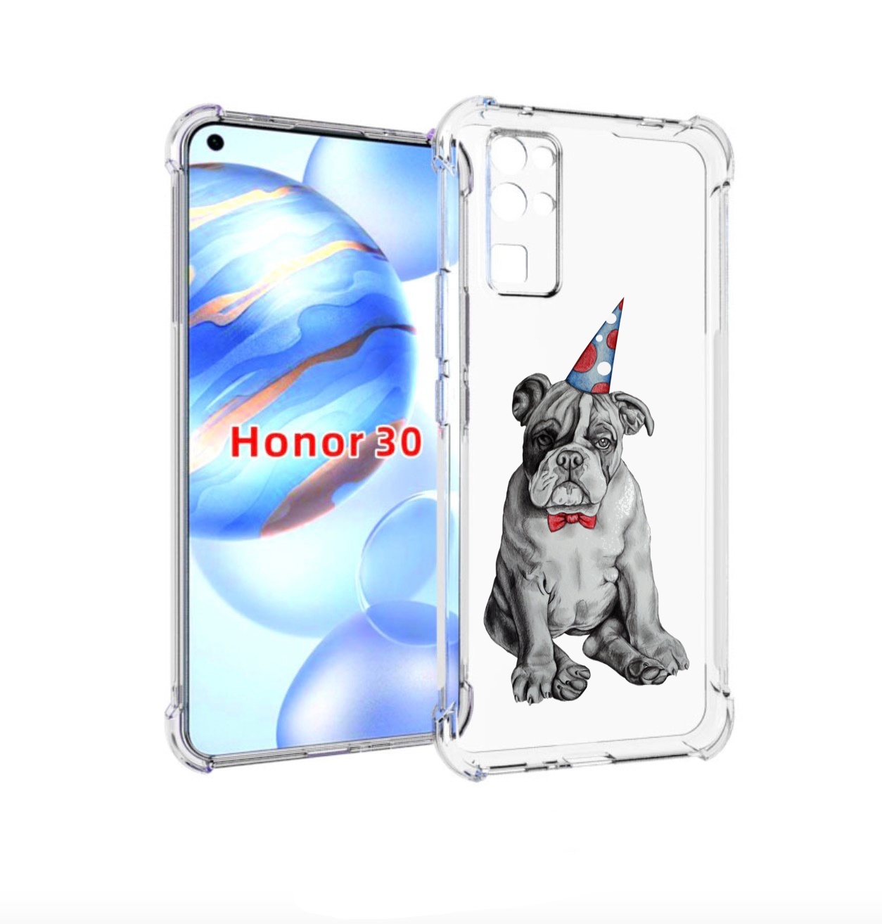 

Чехол бампер MyPads праздничный щенок для Honor 30 (BMH-AN10) пр, Прозрачный, Tocco