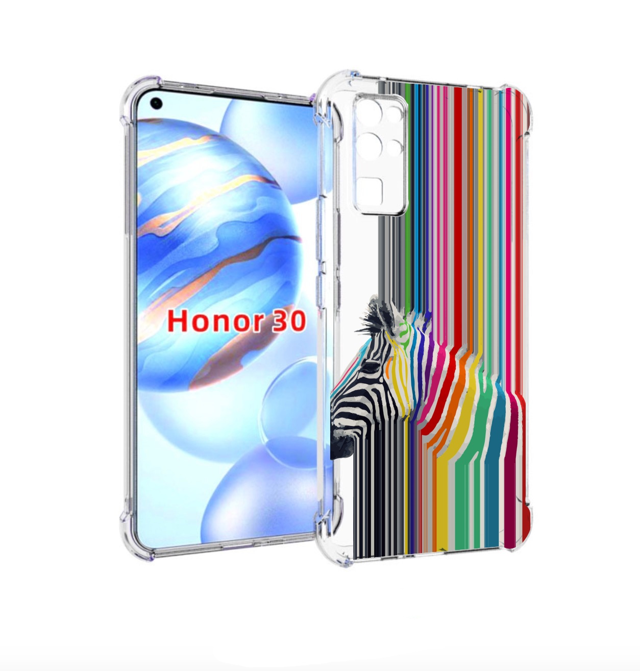 

Чехол бампер MyPads радужная зебра для Honor 30 (BMH-AN10) проти, Прозрачный, Tocco