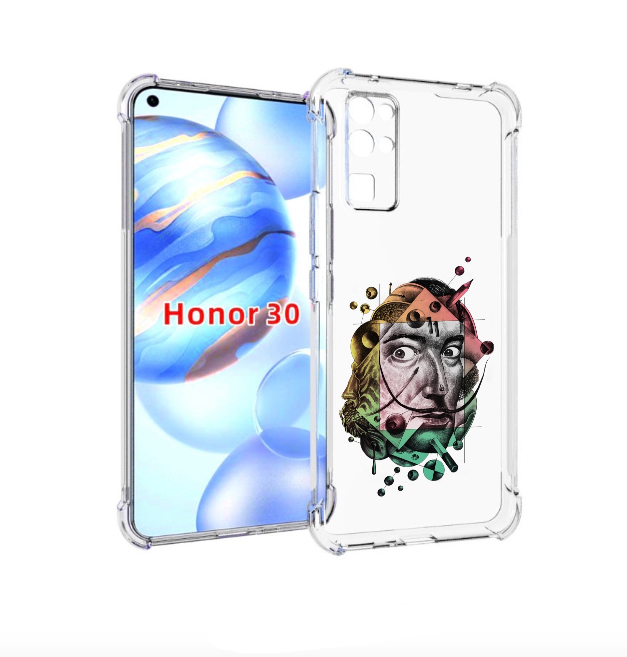 

Чехол бампер MyPads разноцветное лицо абстракция для Honor 30 (B, Прозрачный, Tocco