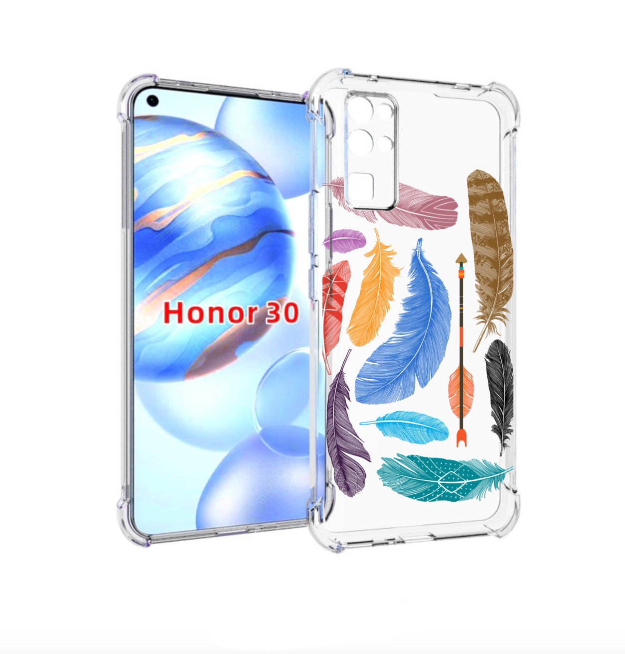 

Чехол бампер MyPads разноцветные перья для Honor 30 (BMH-AN10) п, Прозрачный, Tocco