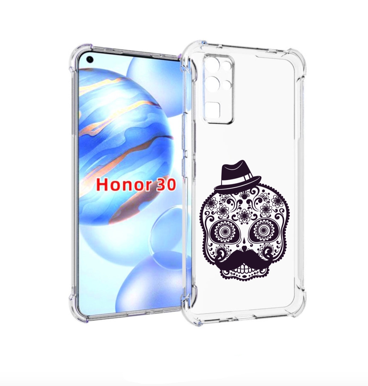 

Чехол бампер MyPads разрисованный скелет для Honor 30 (BMH-AN10), Прозрачный, Tocco