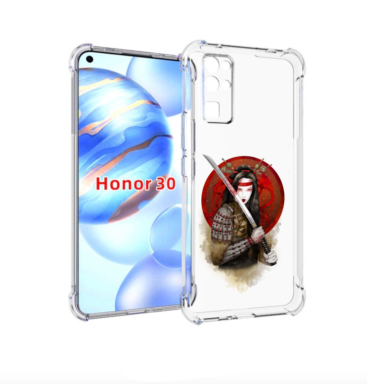

Чехол бампер MyPads рисованная девушка с катаной для Honor 30 (B, Прозрачный, Tocco