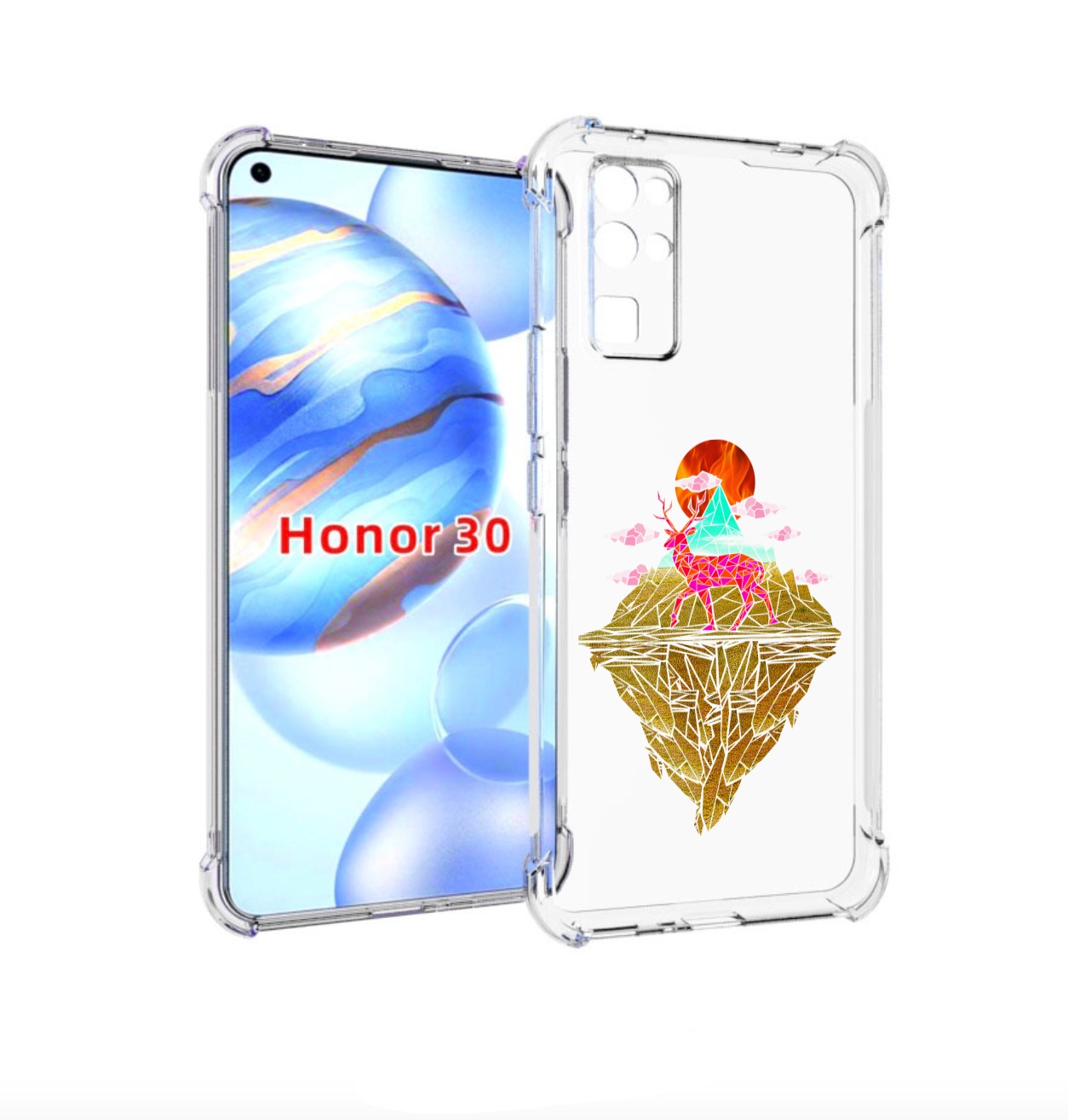 

Чехол бампер MyPads розовый олень абстракция для Honor 30 (BMH-A, Прозрачный, Tocco