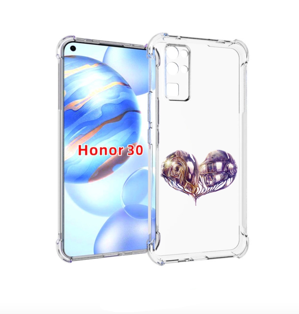

Чехол бампер MyPads сердце абстракция для Honor 30 (BMH-AN10) пр, Прозрачный, Tocco