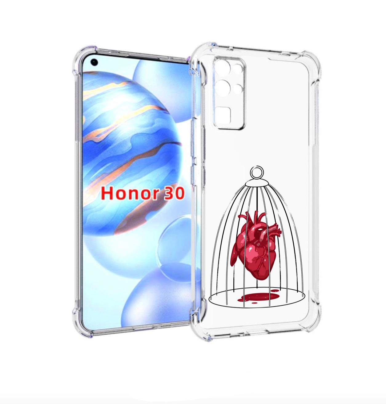 

Чехол бампер MyPads сердце в клетке для Honor 30 (BMH-AN10) прот, Прозрачный, Tocco