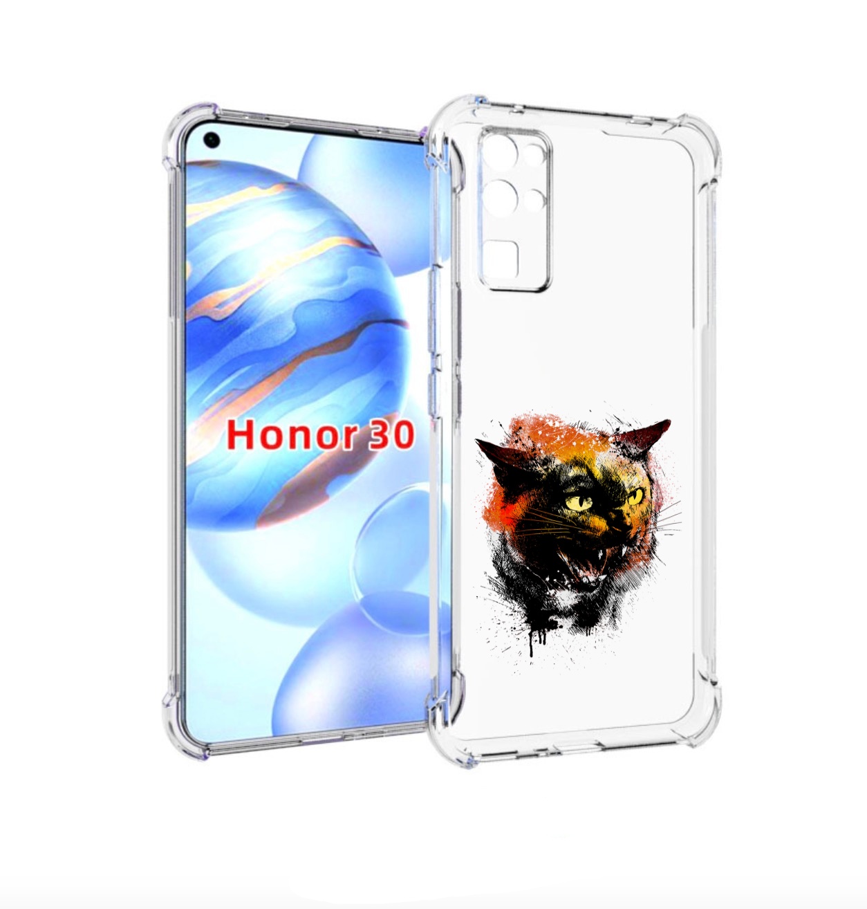 

Чехол бампер MyPads сиамский кот для Honor 30 (BMH-AN10) противо, Прозрачный, Tocco