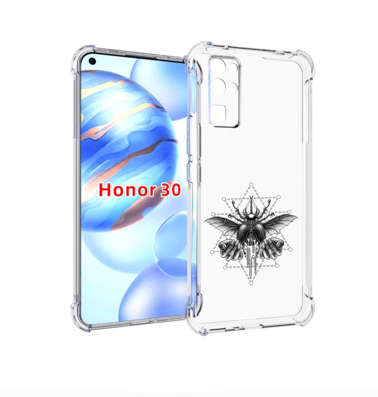 

Чехол бампер MyPads скарабей для Honor 30 (BMH-AN10) противоударный, Прозрачный, Tocco