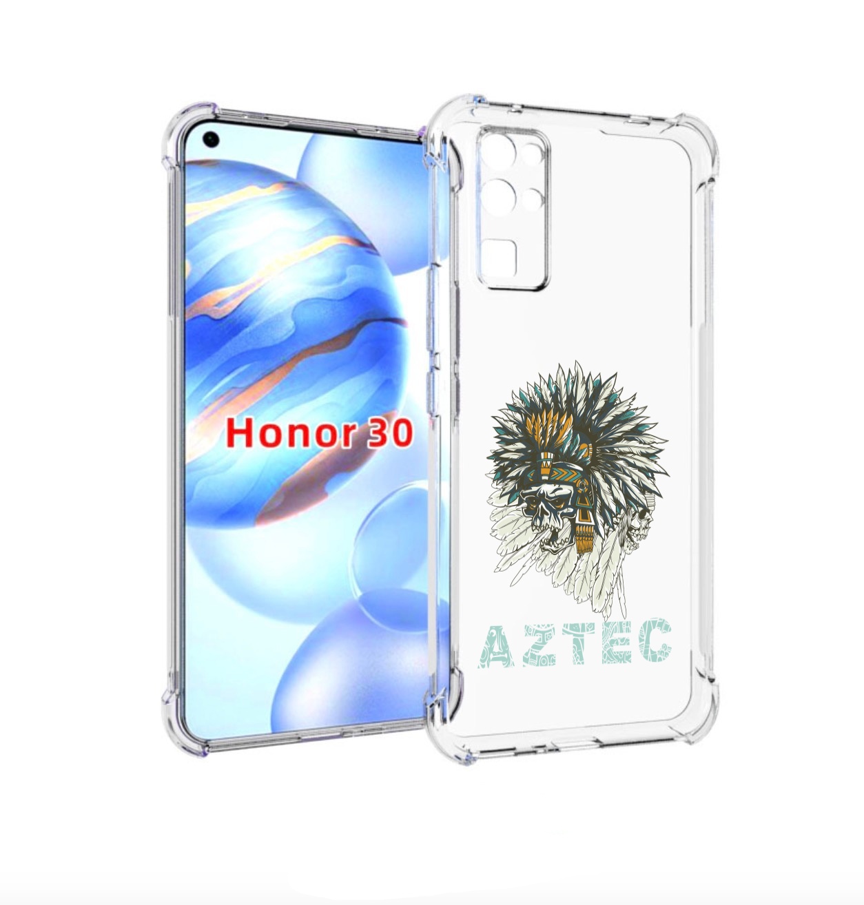 

Чехол бампер MyPads скелет индеец для Honor 30 (BMH-AN10) против, Прозрачный, Tocco