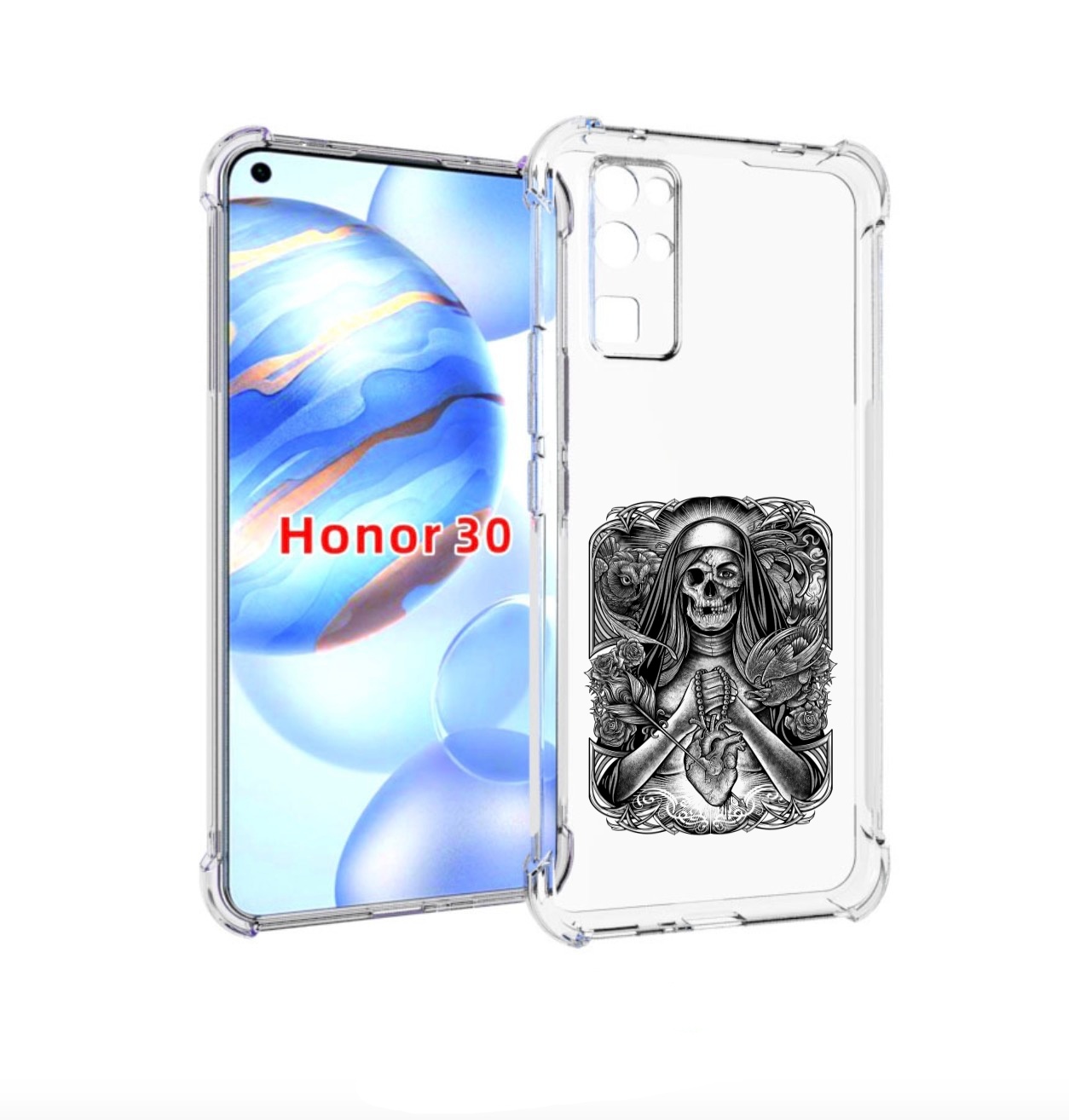 

Чехол бампер MyPads скелет с сердцем для Honor 30 (BMH-AN10) про, Прозрачный, Tocco