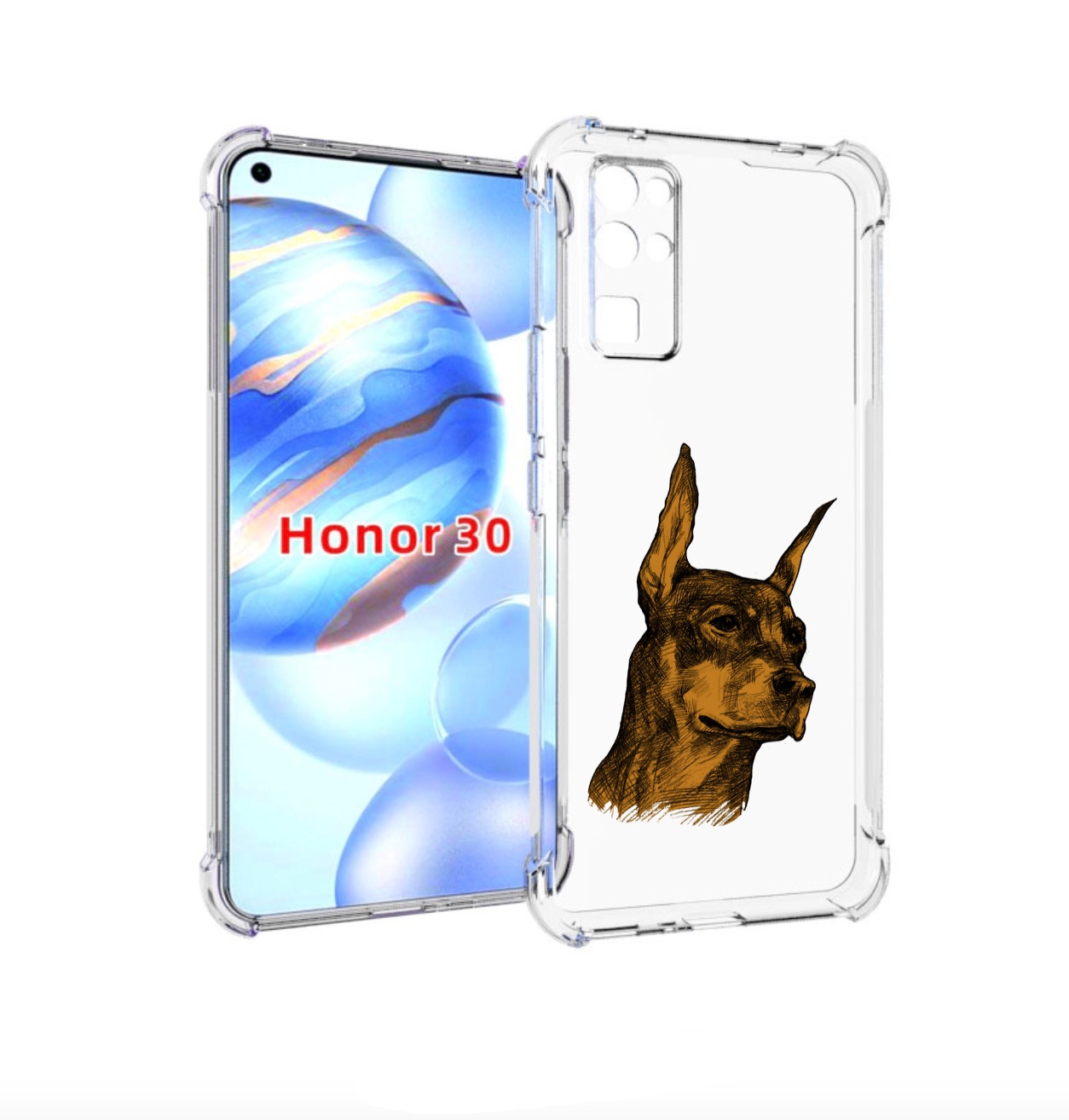 

Чехол бампер MyPads скетч доберман для Honor 30 (BMH-AN10) проти, Прозрачный, Tocco