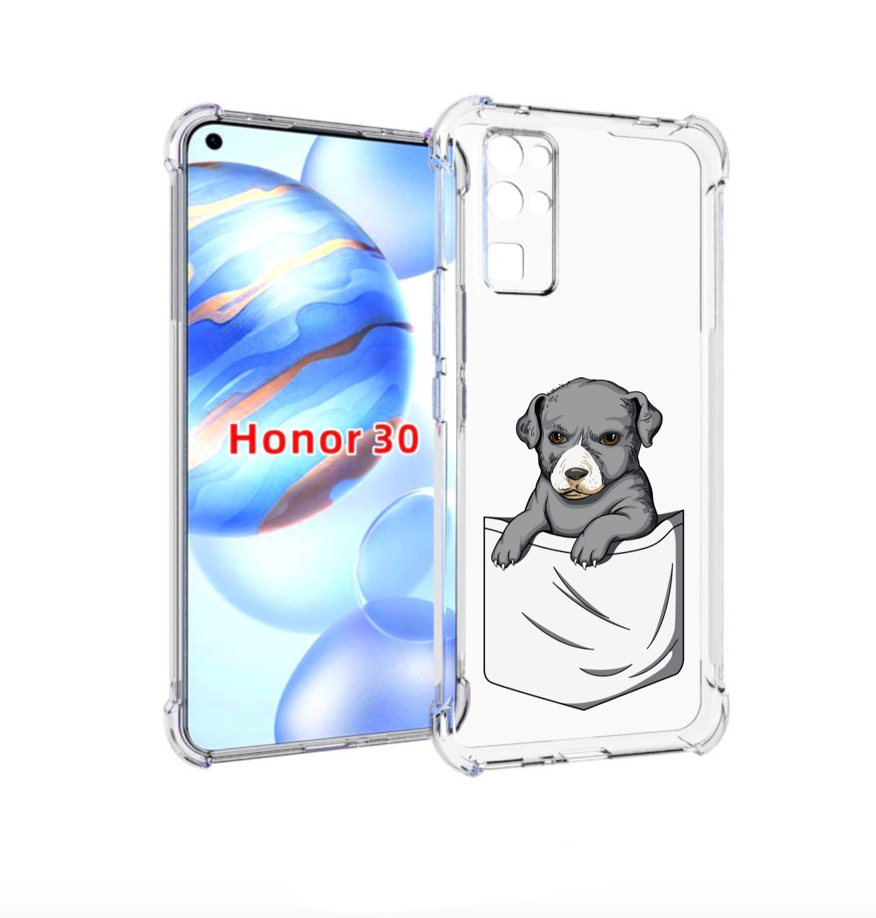 

Чехол бампер MyPads собачка в кармане для Honor 30 (BMH-AN10) пр, Прозрачный, Tocco