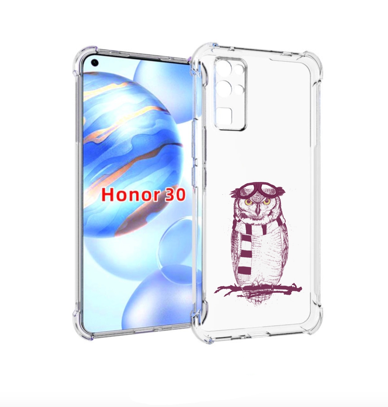 

Чехол бампер MyPads сова-летчик для Honor 30 (BMH-AN10) противоу, Прозрачный, Tocco
