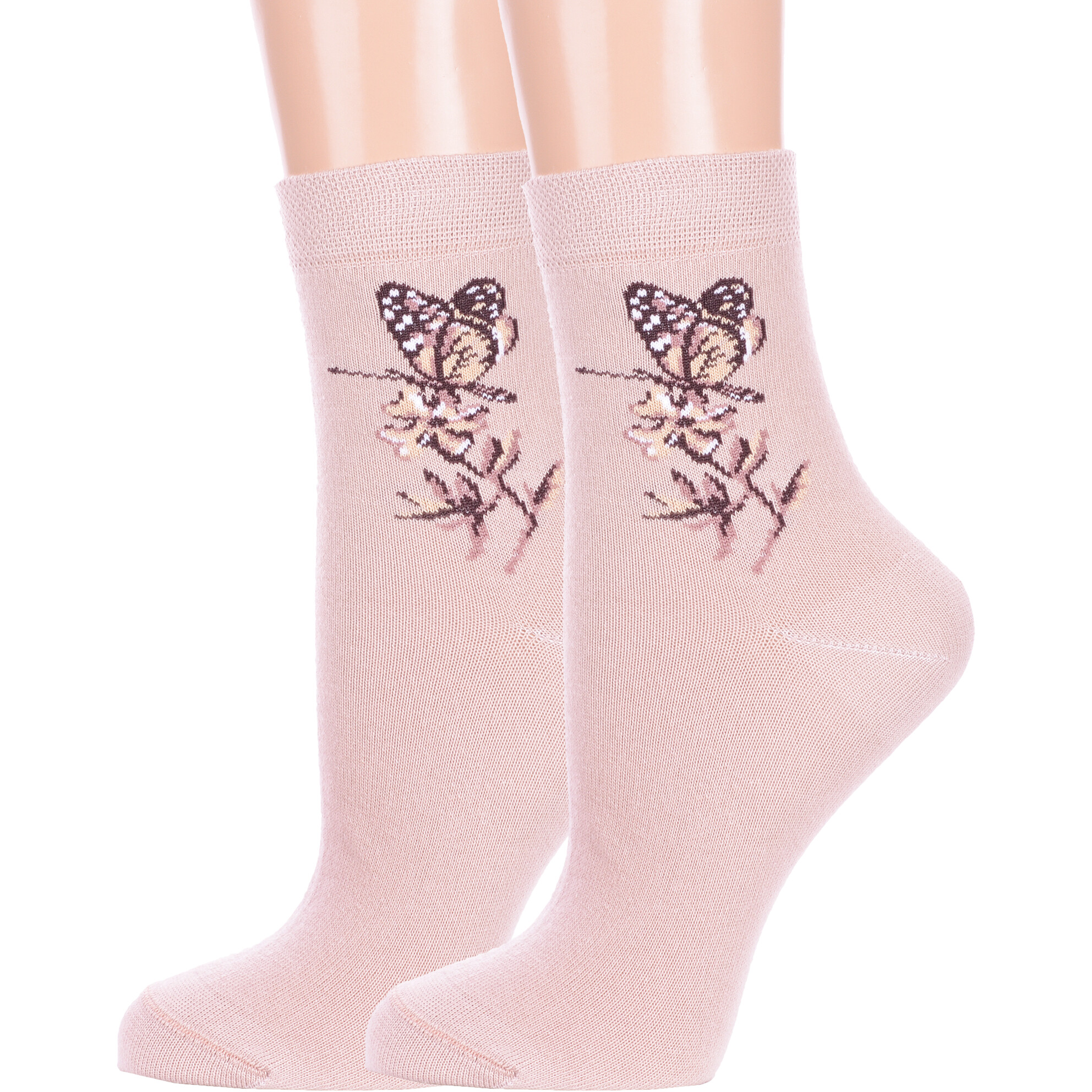 Комплект носков женских Брестский чулочный комбинат 2-14с1100 бежевых 23, 2 пары