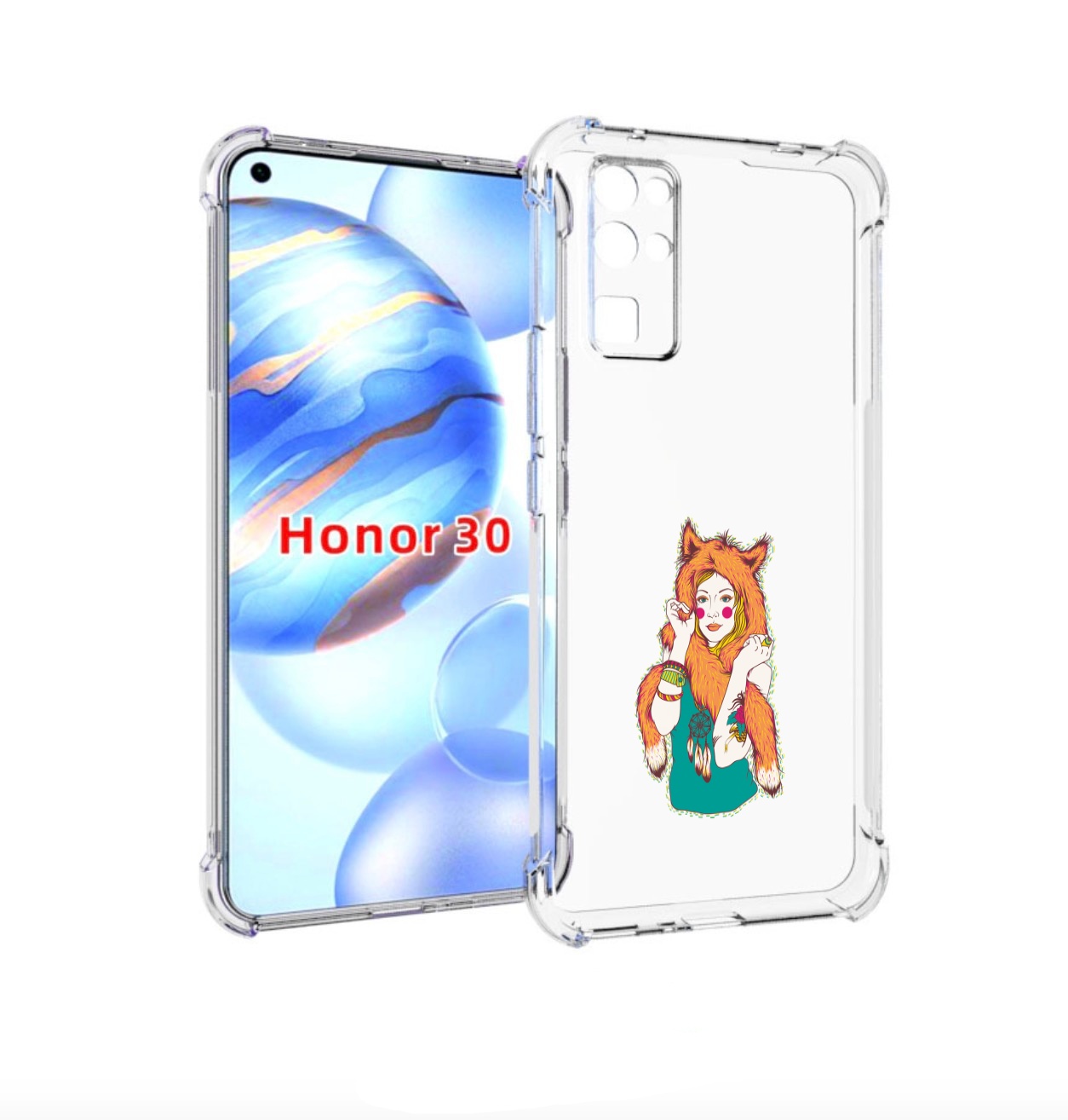 

Чехол бампер MyPads Девушка лиса для Honor 30 (BMH-AN10) противо, Прозрачный, Tocco