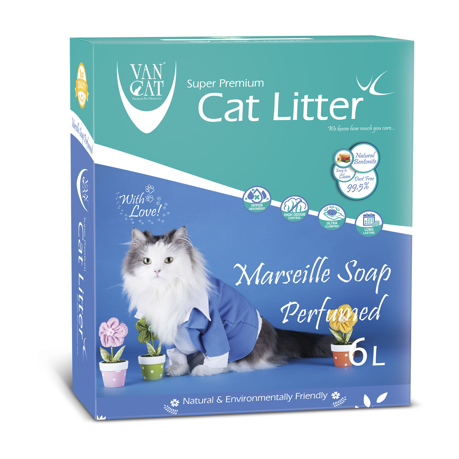 

Комкующийся наполнитель Van Cat Marseille Soap бентонитовый, 5,22 кг, 6 л