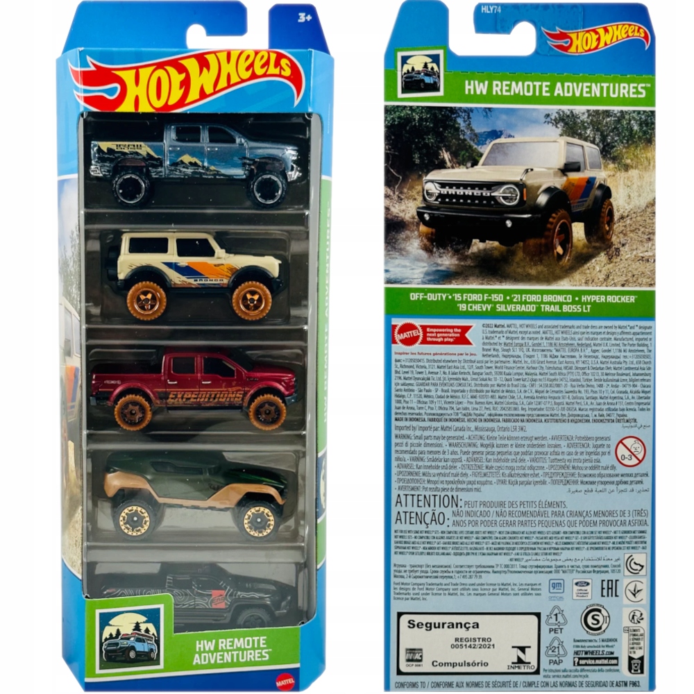 

Набор из 5 машинок Hot Wheels Remote Adventures, 1806-HLY74, Красный;синий;черный