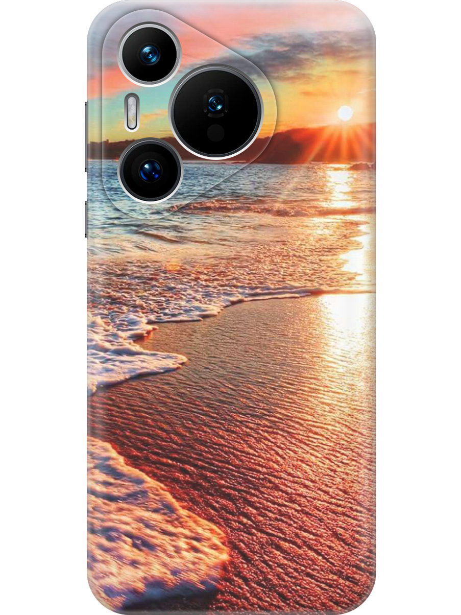 

Силиконовый чехол на Huawei Pura 70 с принтом "Залитый светом пляж", Прозрачный;оранжевый;коричневый, 782624641