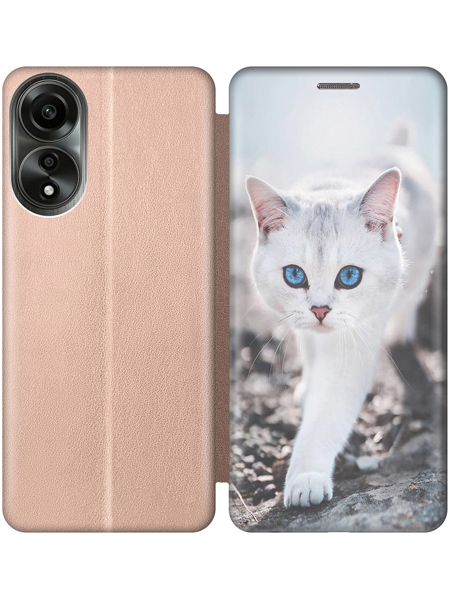 

Чехол-книжка на Oppo A78 4G с принтом "Голубоглазый кот" золотой, Золотистый;белый;серый;синий, 782629412