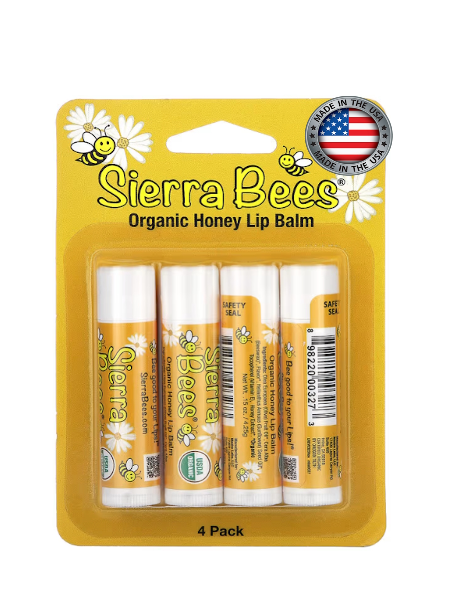 бальзамы для губ Sierra Bees Органические мед 4 штуки в упаковке дикие лебеди