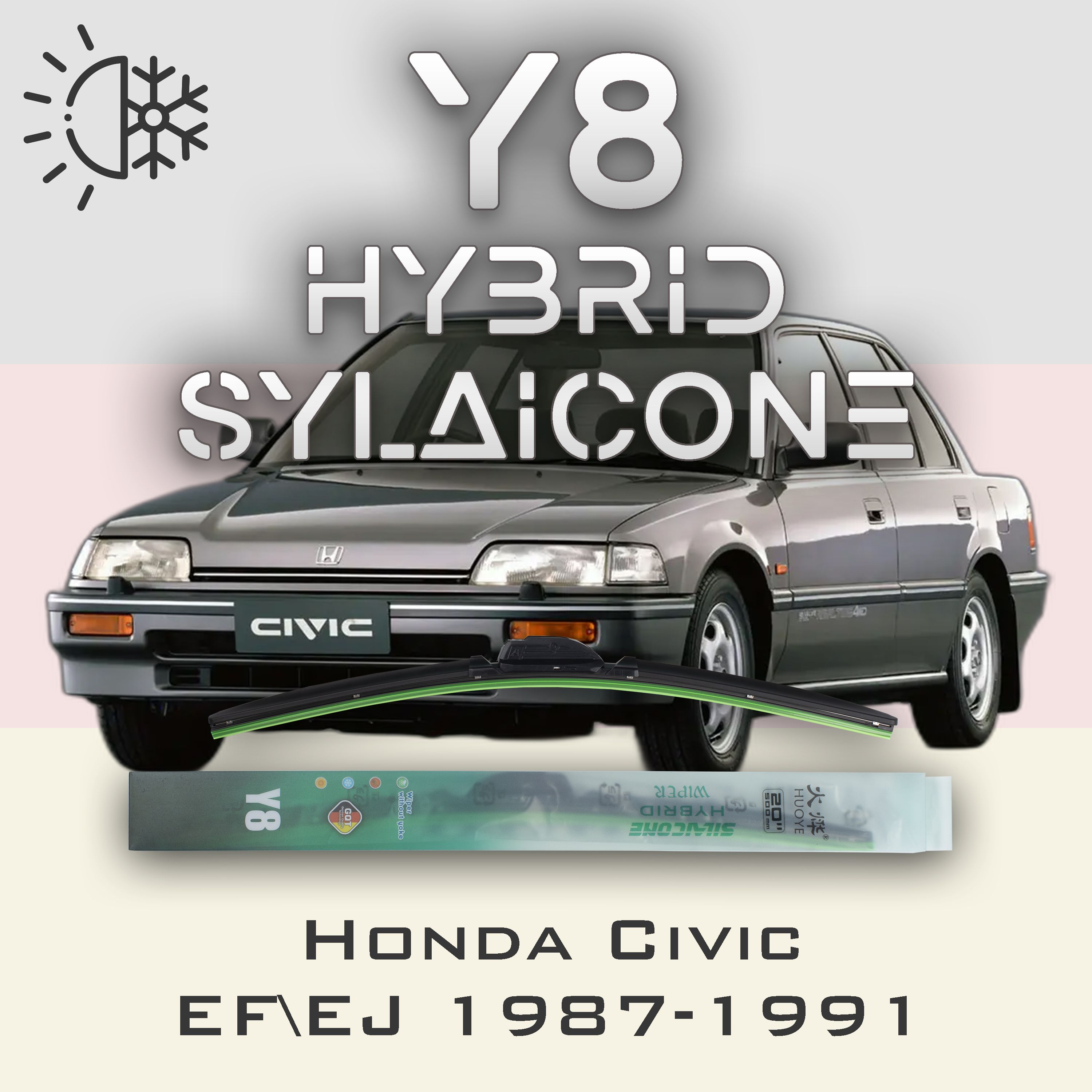 

Комплект щеток стеклоочистителя HUOYE Y8-Honda Civic EF\EJ 1987-1991, Y8