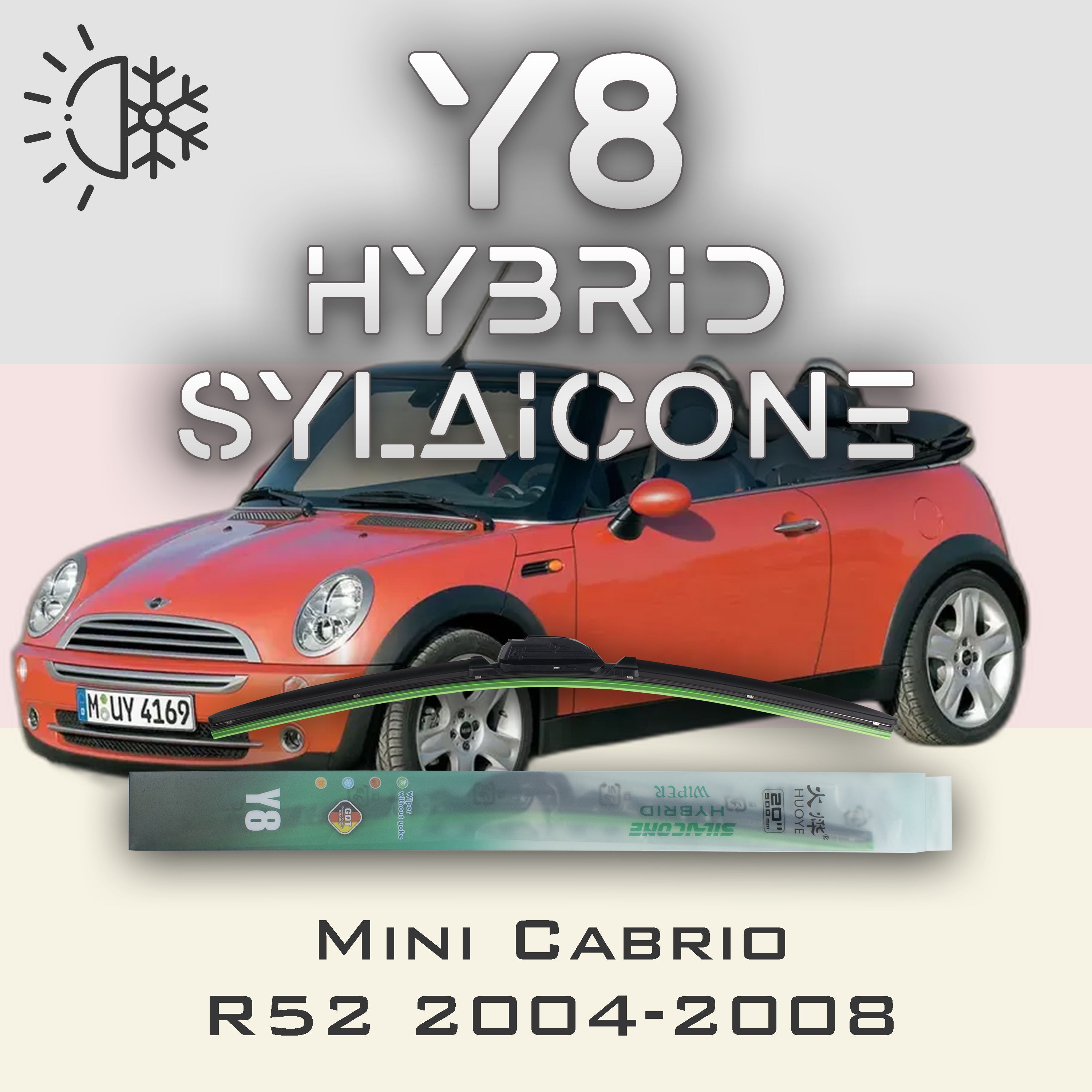

Комплект щеток стеклоочистителя HUOYE Y8-Mini Cabrio R52 2004-2008, Y8