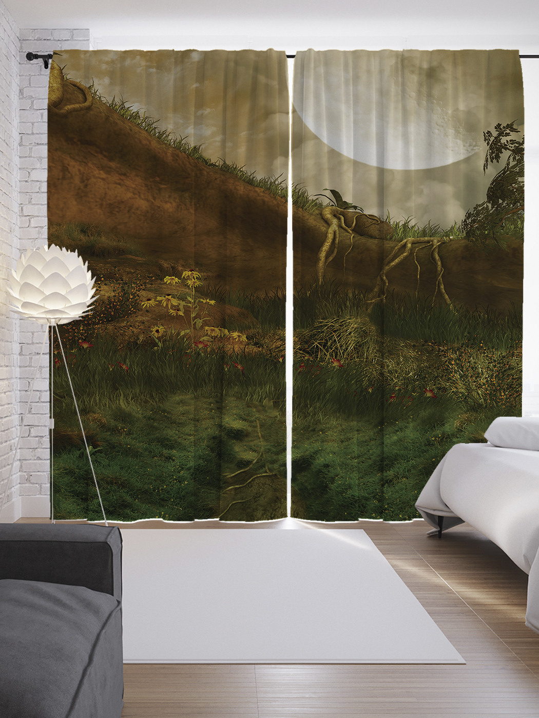 

Шторы JoyArty с фотопечатью "Большое полнолуние" из сатена, 290х265 см, Большое полнолуние