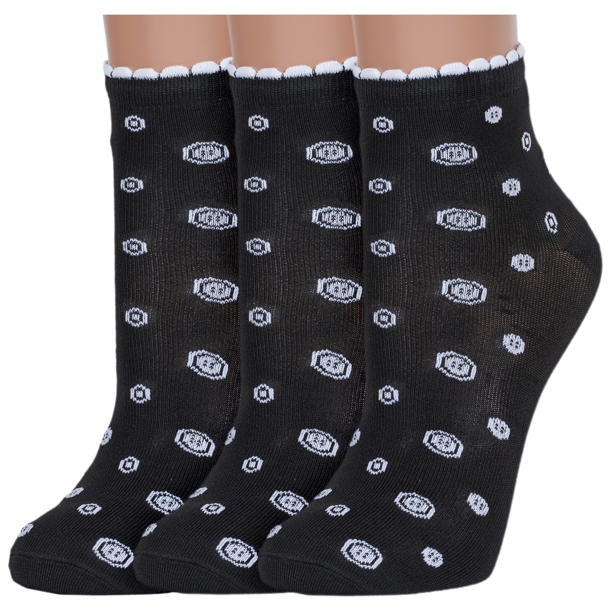 Комплект носков женских Альтаир 3-С211 черных; белых 35-38