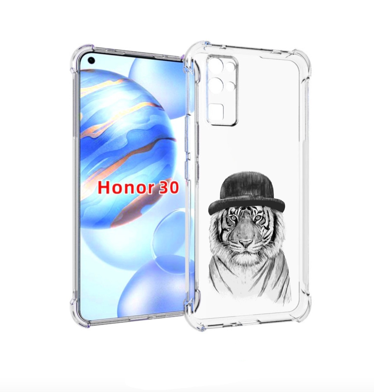 

Чехол бампер MyPads тигр британец для Honor 30 (BMH-AN10) против, Прозрачный, Tocco