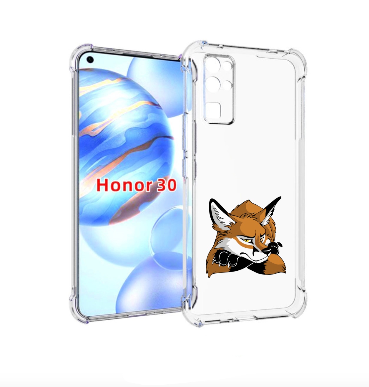 Чехол бампер MyPads фокс для Honor 30 (BMH-AN10) противоударный