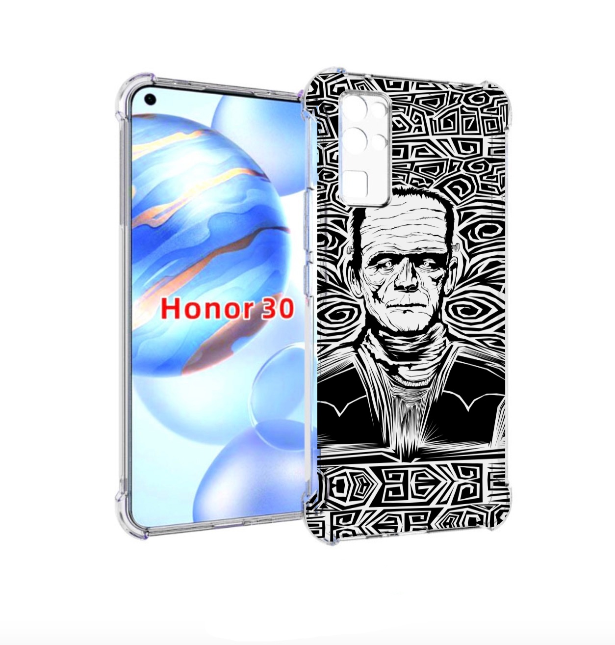 

Чехол бампер MyPads франкенштейн черно белый для Honor 30 (BMH-A, Прозрачный, Tocco