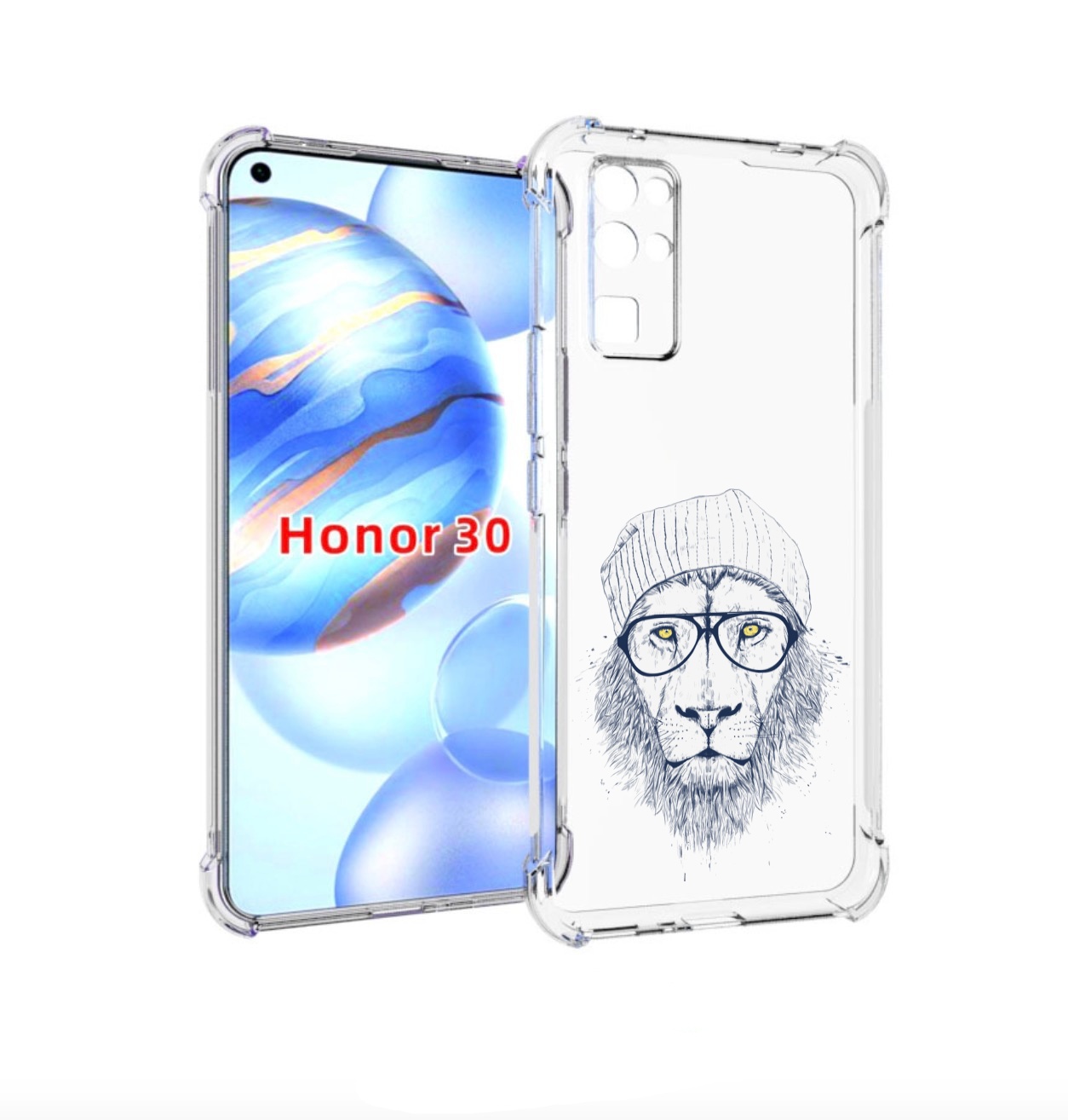 

Чехол бампер MyPads хиппи лев для Honor 30 (BMH-AN10) противоуда, Прозрачный, Tocco