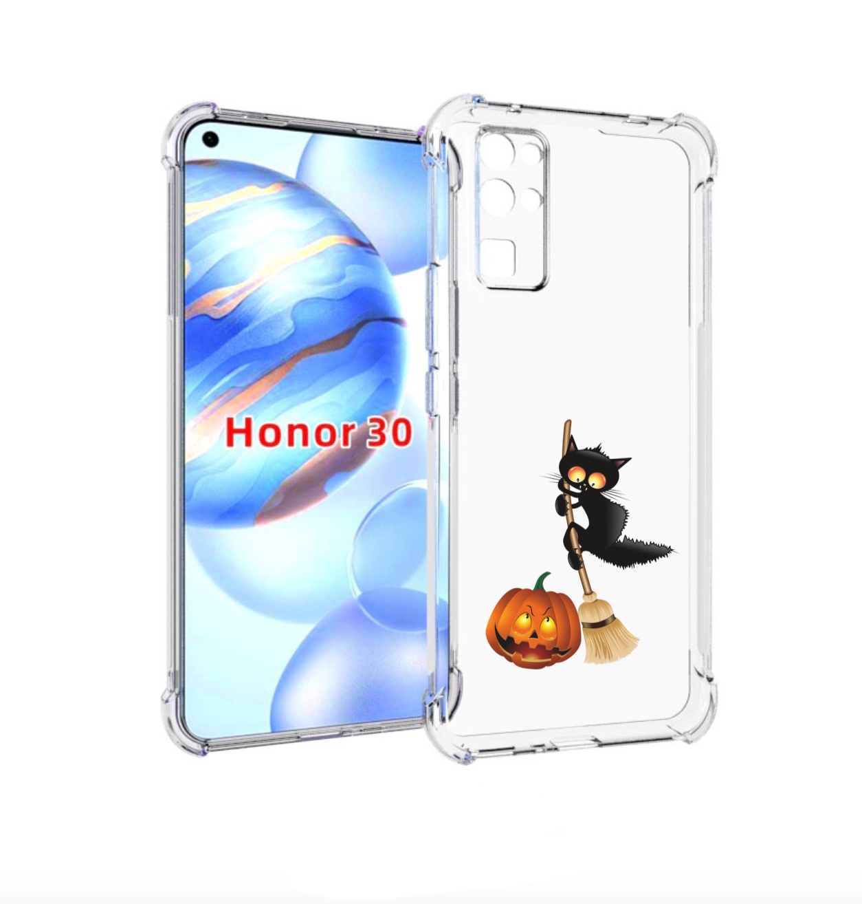 

Чехол бампер MyPads хэлуинский котик для Honor 30 (BMH-AN10) про, Прозрачный, Tocco