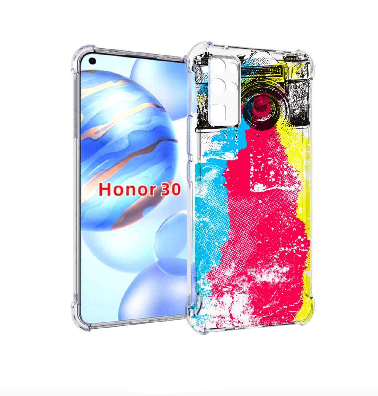 

Чехол бампер MyPads цветной фотоаппарат для Honor 30 (BMH-AN10), Прозрачный, Tocco