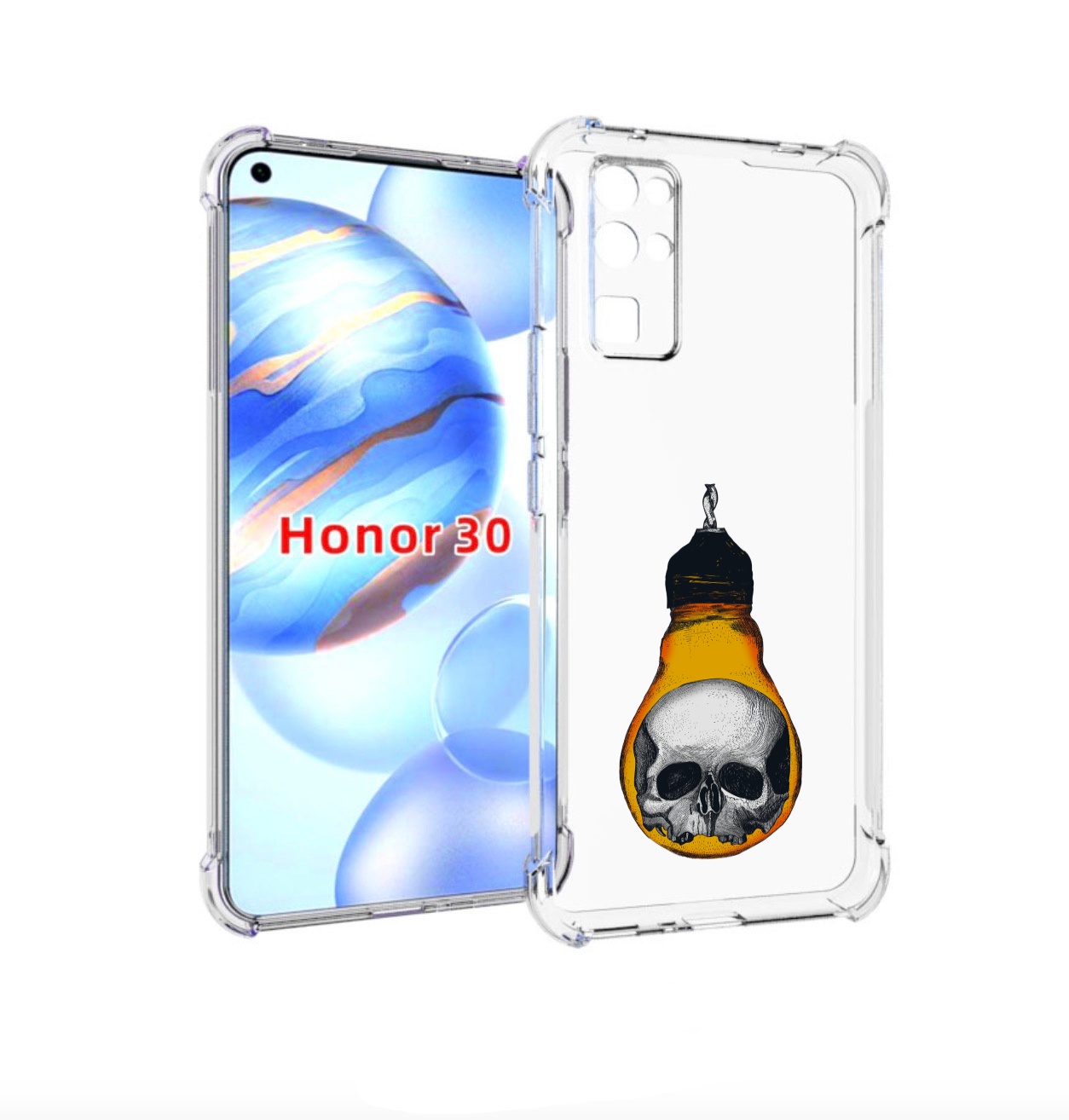 

Чехол бампер MyPads череп в лампочке для Honor 30 (BMH-AN10) про, Прозрачный, Tocco