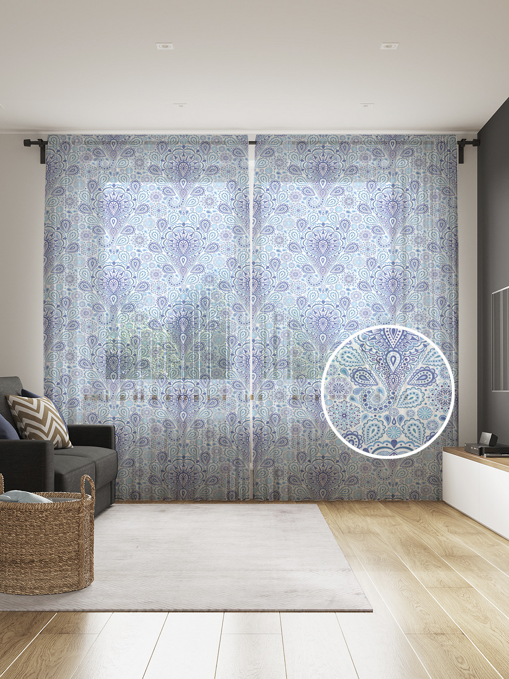 

Фототюль JoyArty "Мелкий ситец", 145x265см (2 полотна со шторной лентой + 50 крючков), Мелкий ситец