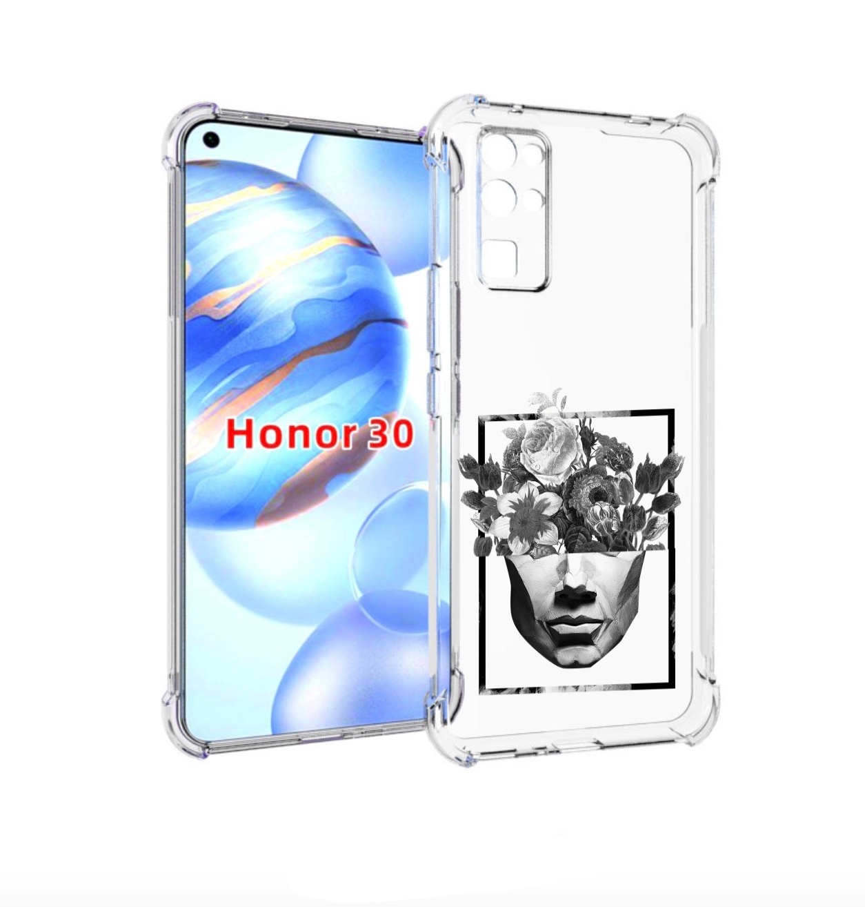 

Чехол бампер MyPads черно белая ваза в абстракции для Honor 30 (, Прозрачный, Tocco
