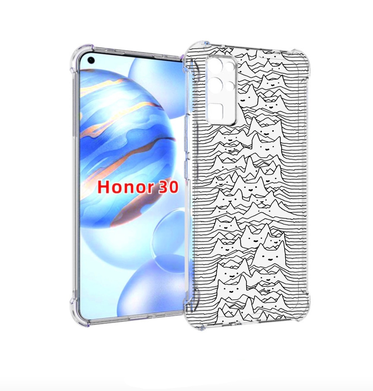 

Чехол бампер MyPads черно белые коты 3D для Honor 30 (BMH-AN10), Прозрачный, Tocco